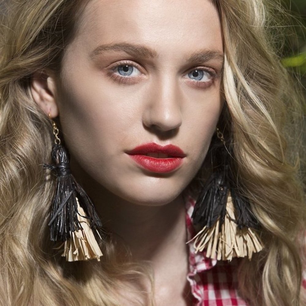 NWOT - Folk Fortune Raffia Tassel Earrings
